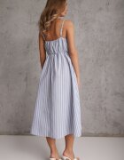vices Rochie midi albastră în dungi decorată cu nasturi Eimam