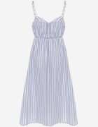 vices Rochie midi albastră în dungi decorată cu nasturi Eimam