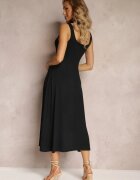 vices Rochie Midi Neagră cu croială cloș cu bretele late cu decolteu rotund Oversoul