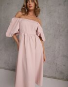 vices Rochie Midi Roz cu croială cloș cu decolteu pătrat și mâneci bufante Briakke