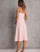 vices Rochie Midi Roz Evazată cu Despicătură cu Bretele Josine