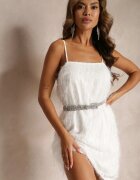 vices Rochie Mini De cocktail Albă cu pene subțiri Clotile
