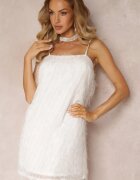 vices Rochie Mini De cocktail Albă cu pene subțiri Clotile