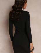 vices Rochie Neagră Asimetrică Mini cu Pene și Plasă Trerji