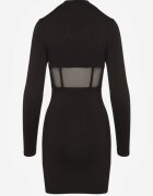 vices Rochie Neagră Bodycon cu Inserție Transparentă Tip Corset Necotte