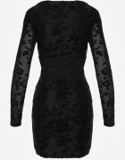 vices Rochie neagră Bodycon cu legătură la spate și model de catifea Raessa