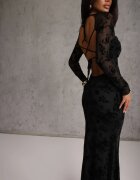vices Rochie neagră Bodycon din plasă cu model floral Rivita