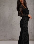 vices Rochie neagră Bodycon din plasă cu model floral Rivita
