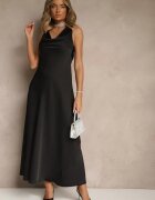vices Rochie Neagră Cambrată Legată la Gât Zinvea