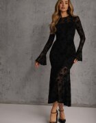 vices Rochie Neagră De Cocktail din Plasă cu Model de Catifea Fyreleva
