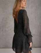 vices Rochie Neagră Decorată cu Mâneci Transparente și Buline Celziva