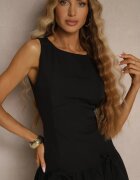 vices Rochie Neagră Drop Waist Fără Mâneci Cu Fundițe și Volan Follena