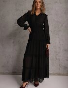vices Rochie Neagră tip cămașă cu volane în stil rustic Arivite