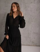 vices Rochie Neagră tip cămașă cu volane în stil rustic Arivite