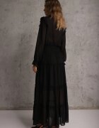 vices Rochie Neagră tip cămașă cu volane în stil rustic Arivite