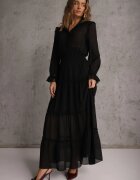 vices Rochie Neagră tip cămașă cu volane în stil rustic Arivite