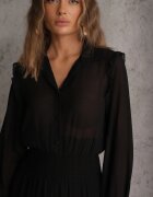 vices Rochie Neagră tip cămașă cu volane în stil rustic Arivite