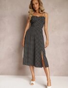vices Rochie Negru Evazată Midi cu buline cu bretele Mabella