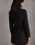 vices Rochie Negru Trapezoidală cu Croială Elegantă Decorată cu Imitație de Buzunare Agats