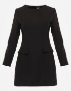 vices Rochie Negru Trapezoidală cu Croială Elegantă Decorată cu Imitație de Buzunare Agats