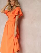 vices Rochie Portocalie Cambrată Maxi cu Volane Giftis