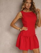 vices Rochie roșie Drop Waist fără mâneci cu fundițe și volan Follena