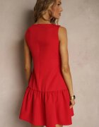 vices Rochie roșie Drop Waist fără mâneci cu fundițe și volan Follena
