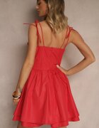 vices Rochie Roșie Rustică din Bumbac Decorată cu Legătură Fenirelle