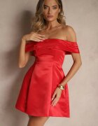 vices Rochie Roșie Spaniolă din Satin Decorată cu Aplicații Fenilune