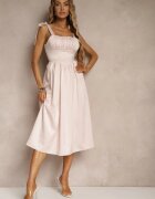 vices Rochie Roz cu croi evazat cu bretele legate Natirise