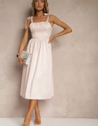 vices Rochie Roz cu croi evazat cu bretele legate Natirise