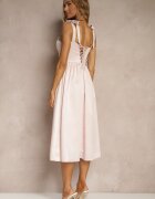vices Rochie Roz cu croi evazat cu bretele legate Natirise