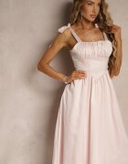 vices Rochie Roz cu croi evazat cu bretele legate Natirise