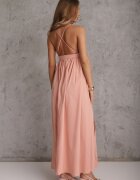 vices Rochie Roz Rozkloshata Maxi cu Bretele cu Decolteu Triunghiular Claudi