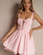 vices Rochie Roz Rustic din Bumbac Decorată cu Legătură Fenirelle