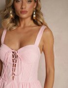 vices Rochie Roz Rustic din Bumbac Decorată cu Legătură Fenirelle