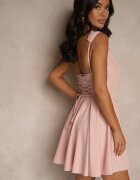 vices Rochie Roz Rustică cu croi evazat cu legătură din grosgrain Folessea