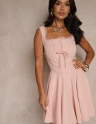 vices Rochie Roz Rustică cu croi evazat cu legătură din grosgrain Folessea