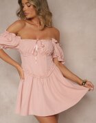 vices Rochie roz rustică cu legătură tip corset Tolarina