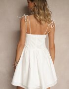 vices Rochie Rustică Albă din Bumbac Decorată cu Legătură Fenirelle