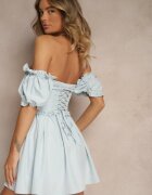 vices Rochie rustică albastră cu legătură stil corset Tolarina