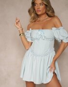 vices Rochie rustică albastră cu legătură stil corset Tolarina