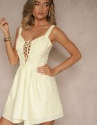 vices Rochie Rustică Galbenă din Bumbac Decorată cu Legătură Fenirelle
