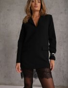 vices Rochie-Sacou Neagră cu Croială Boxy cu Dantelă Decorativă Cheridine