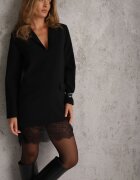 vices Rochie-Sacou Neagră cu Croială Boxy cu Dantelă Decorativă Cheridine