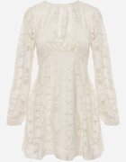 vices Rochie transparentă cu flori croi evazat Delamna Bej