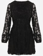 vices Rochie transparentă cu flori croi evazat Delamna Neagră