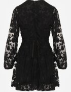 vices Rochie transparentă cu flori croi evazat Delamna Neagră