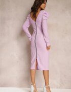 vices Rochie Violet Lileli Cambrată cu Mâneci Bufante Adarei