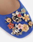 vices Sandale Albastre cu toc gros Slingback cu branț din piele și cu zirconii Nimirune